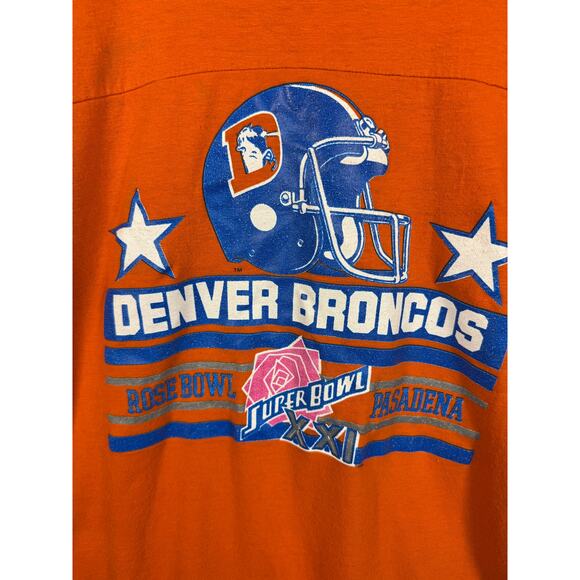 VTG 1987 Denver Broncos Super Bowl XXI Single Stitch T-Shirt Large Orange USA! - Picture 8 of 8